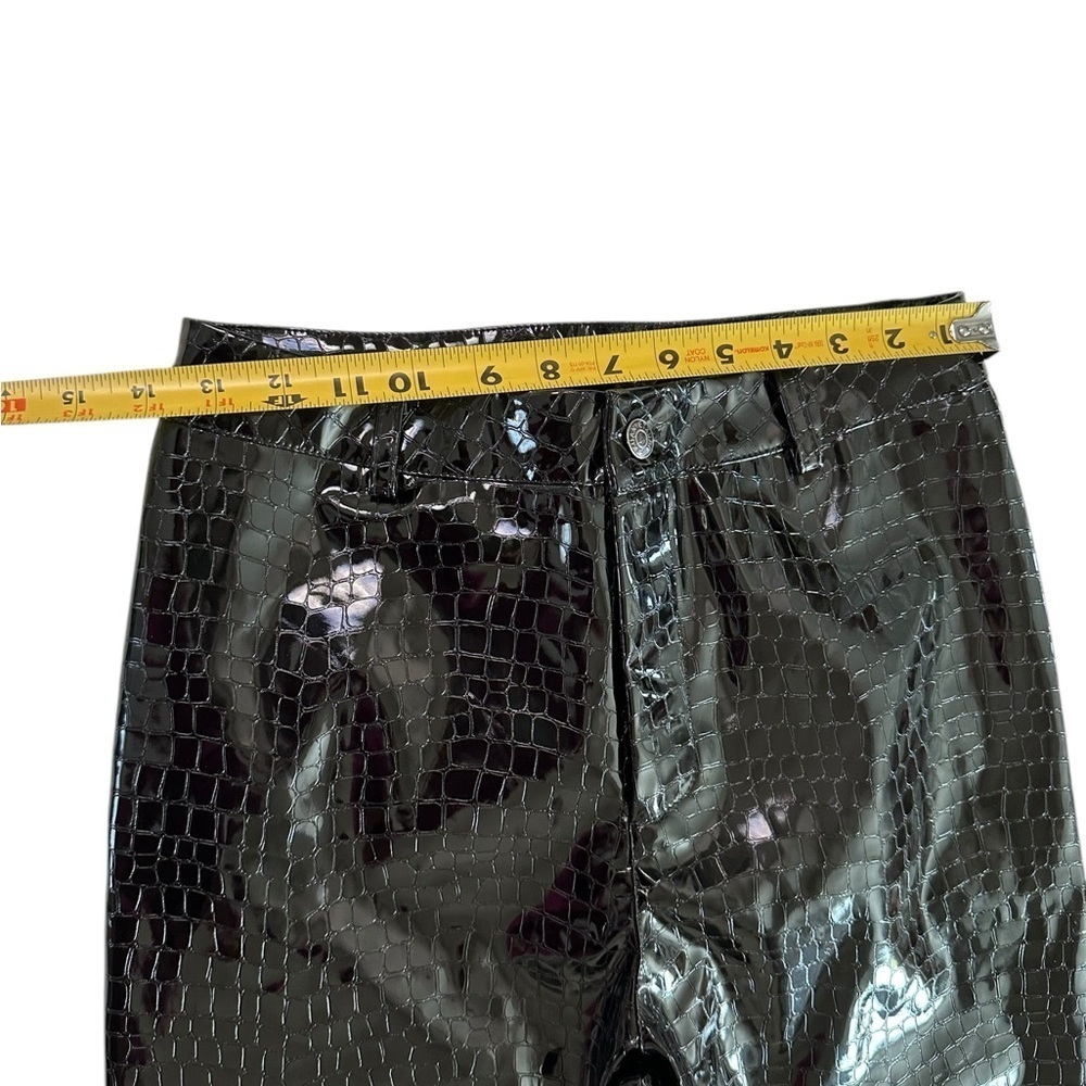 Cider black faux leather pants reptile embossed textured high waist NEW Size S - Picture 6 of 17